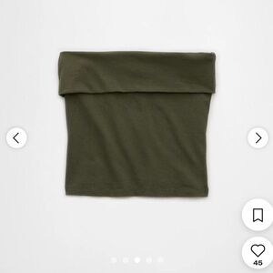 AE It Knit Foldover Tube Top - Green